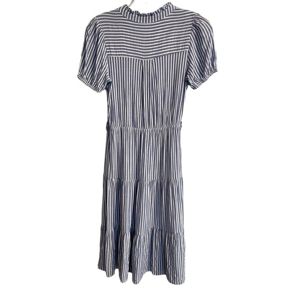 Monteau Los Angeles Midi Dress Blue White Striped Ruffles Women’s Size M… - Picture 3 of 7
